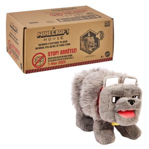 Minecraft Dennis The Wolf Interactive Plush Toy With Sounds & Moving Mouth, Inspired By The Movie