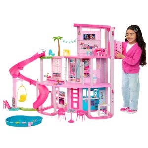 Barbie Dreamhouse, 75+ Pieces, Pool Party Doll House With 3 Story Slide