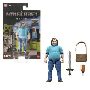 Minecraft Steve Action Figure & Accessories, 4-inch Toy Set inspired By A Minecraft Movie